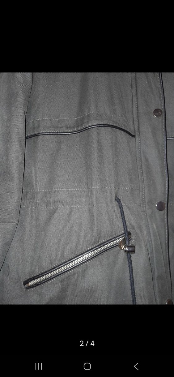 Kadın Gri Fermuarlı Midi Mont - Görsel 2