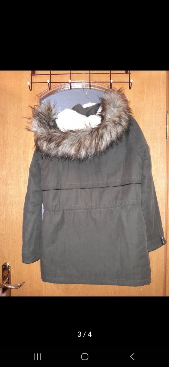 Kadın Gri Fermuarlı Midi Mont - Görsel 3