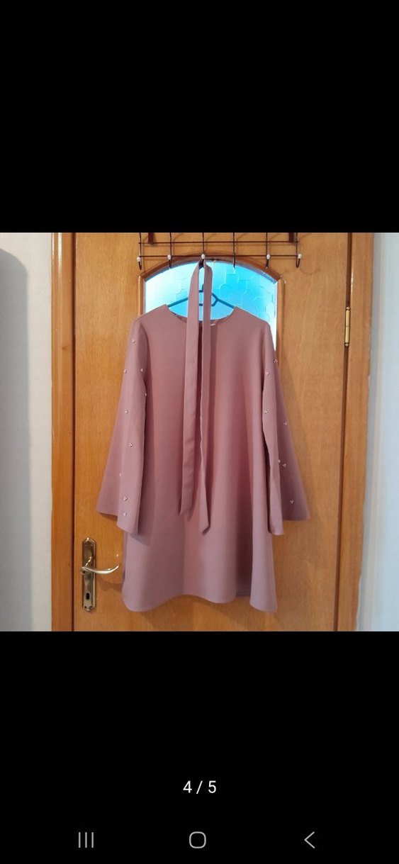 Kadın Bej Uzun Tunik Drapeli - Görsel 2