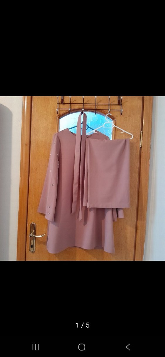 Kadın Bej Uzun Tunik Drapeli - Görsel 5