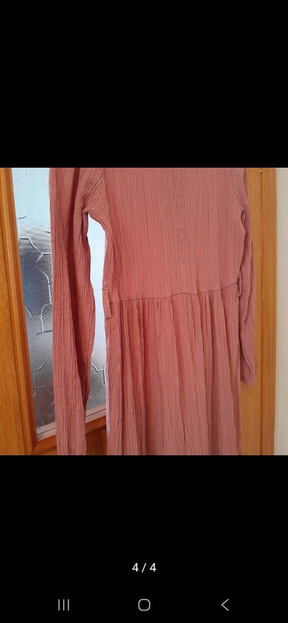 Bohem Uzun Kollu Piliseli Keten Elbise - Görsel 4