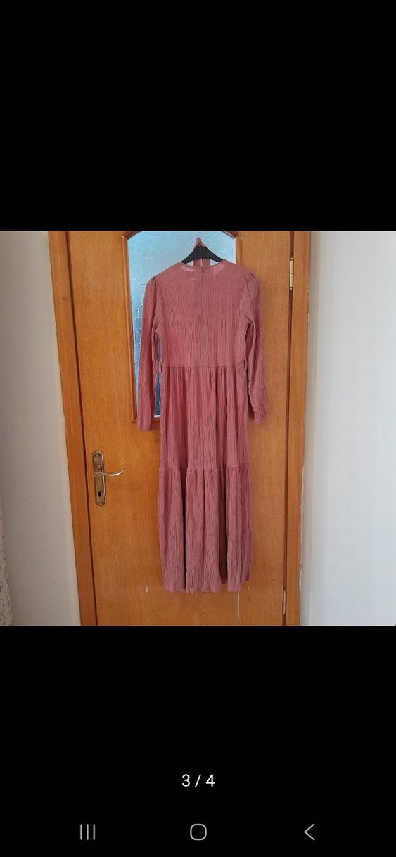 Bohem Uzun Kollu Piliseli Keten Elbise - Görsel 3