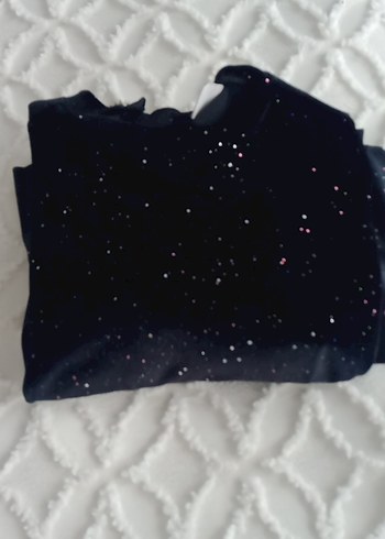 Uzun Kollu Işıltılı Siyah simli kadife kız çocuk Elbise - Görsel 4