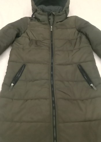 Uzun Kesim Gri Fermuarlı Kadın Kış Montu - Görsel 3