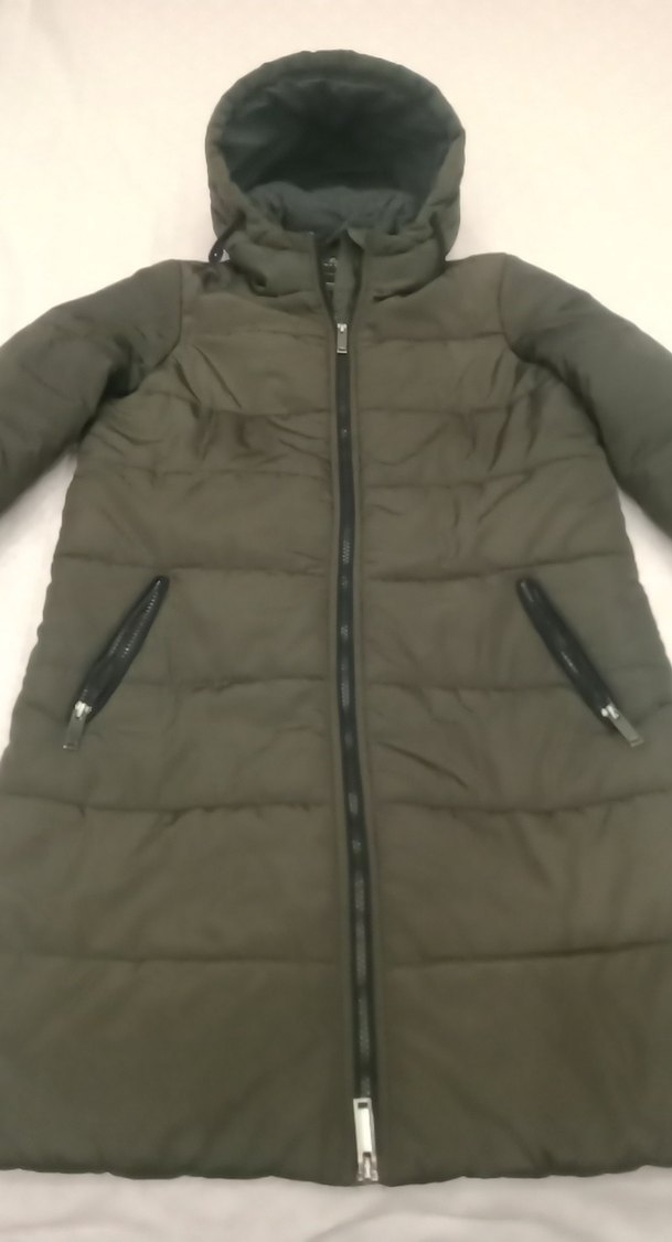 Uzun Kesim Gri Fermuarlı Kadın Kış Montu - Görsel 3