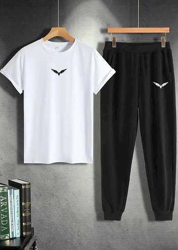 Beyaz Baskılı Pamuklu Erkek Eşofman Takımı - Görsel 2