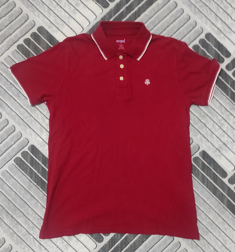 Kırmızı Erkek Polo Tişört Düğmeli Yaka - Görsel 2