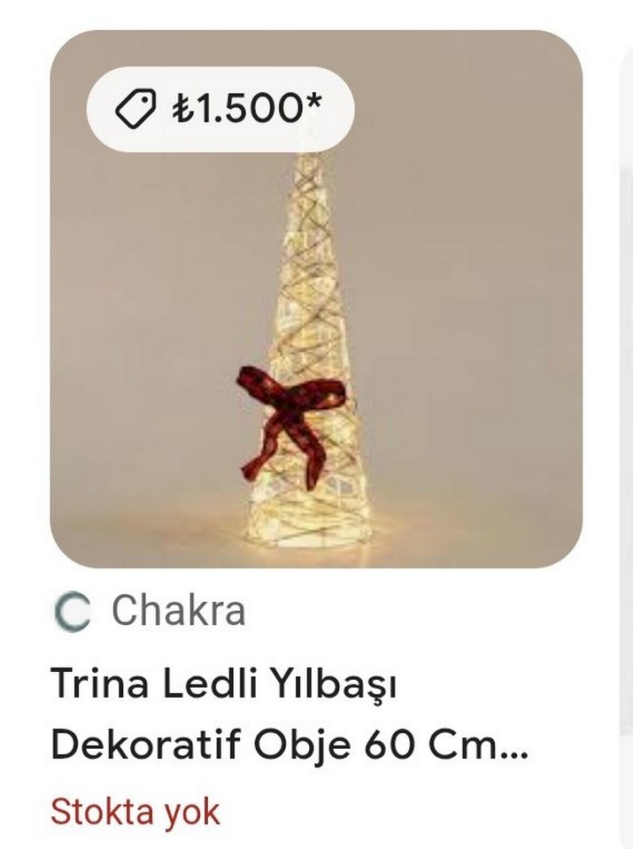 Işıklı Altın Dekoratif Konik Süs - Görsel 2