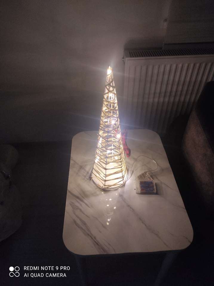 Işıklı Altın Dekoratif Konik Süs - Görsel 4