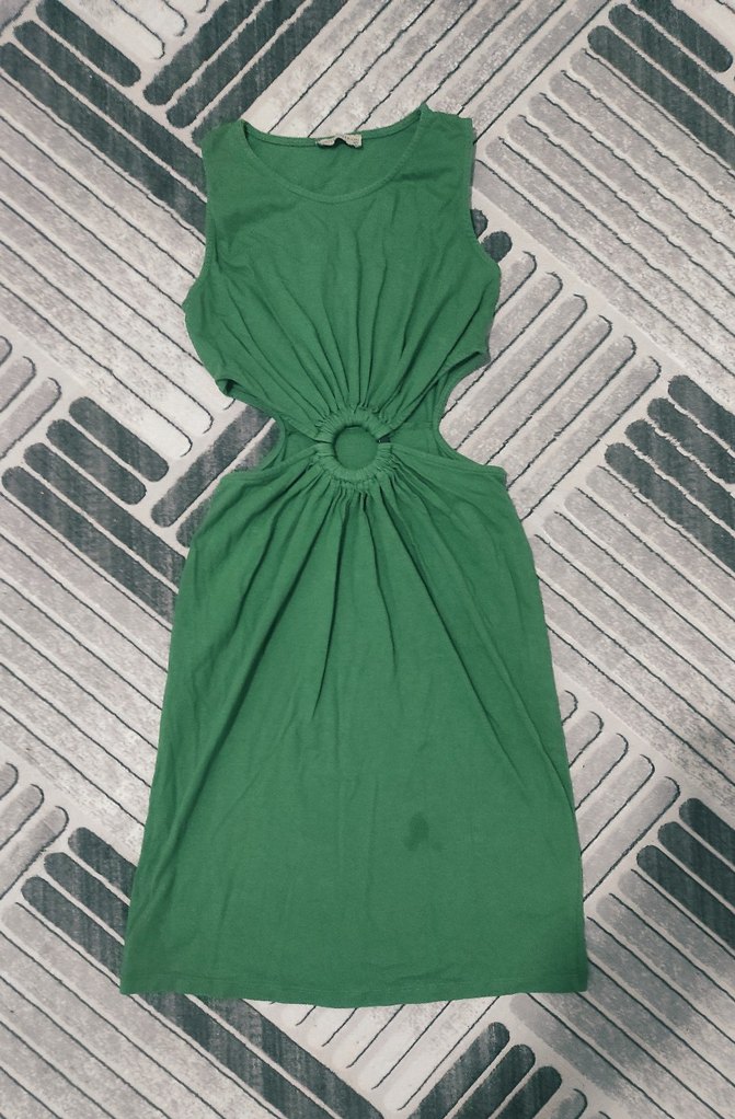 Yeşil Mini Sıfır Kol Elbise - Görsel 2
