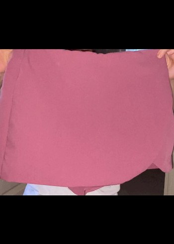 Düğmeli Koyu Pembe Mini şort Etek - Görsel 3