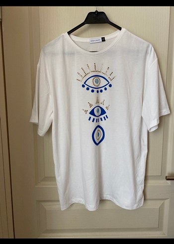 Beyaz Baskılı Mini Salaş Tişört - Görsel 2