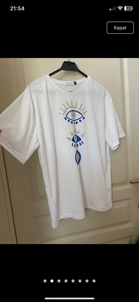 Beyaz Baskılı Mini Salaş Tişört - Görsel 3