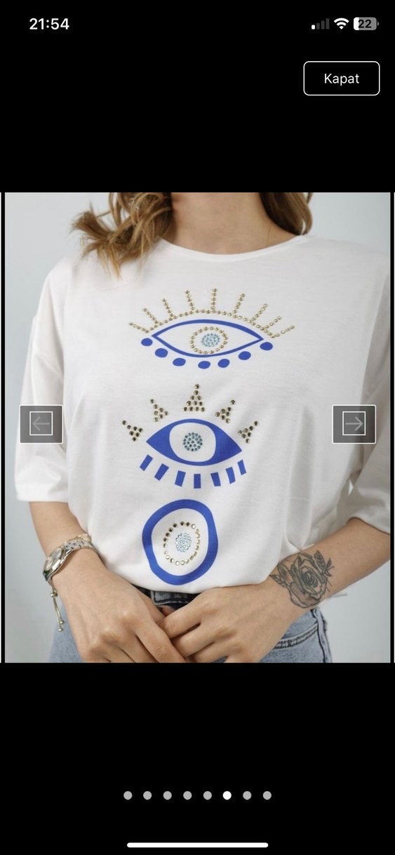 Beyaz Baskılı Mini Salaş Tişört - Görsel 4