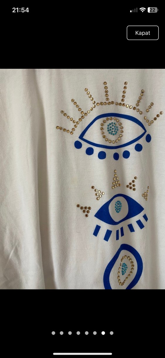 Beyaz Baskılı Mini Salaş Tişört - Görsel 5