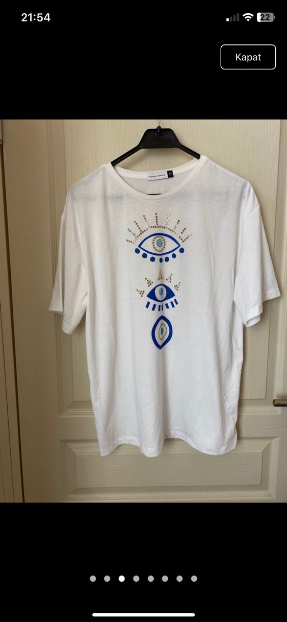 Beyaz Baskılı Mini Salaş Tişört - Görsel 2