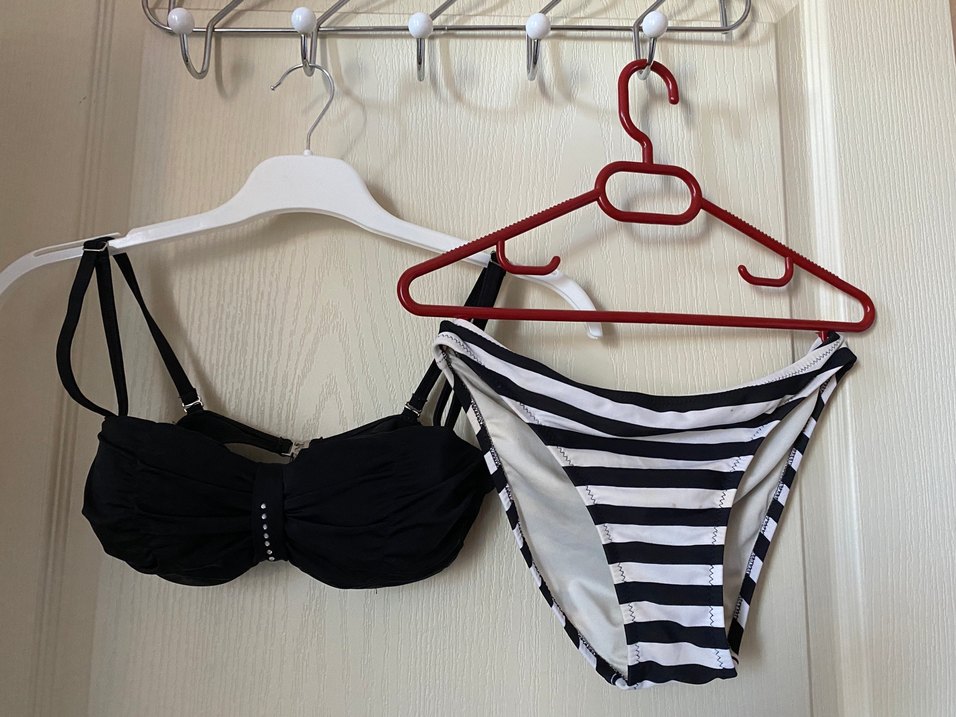 Siyah Zebra Desenli Mini Strappy Bikini - Görsel 2