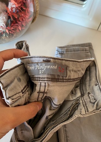 Gri Kadın Denim Normal Boy Dar Kesim Jean - Görsel 3