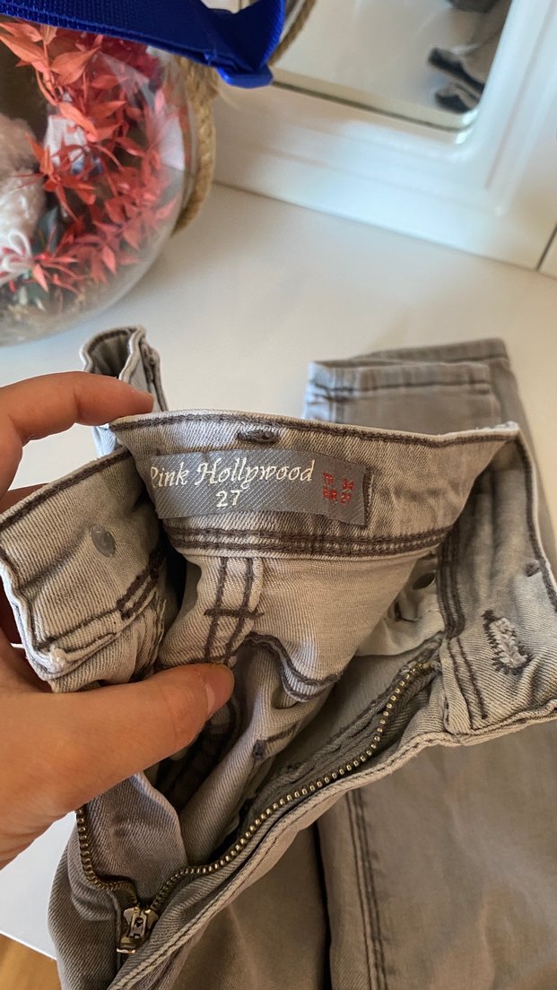 Gri Kadın Denim Normal Boy Dar Kesim Jean - Görsel 3