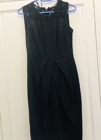 AdL siyah güpür detaylı elbise