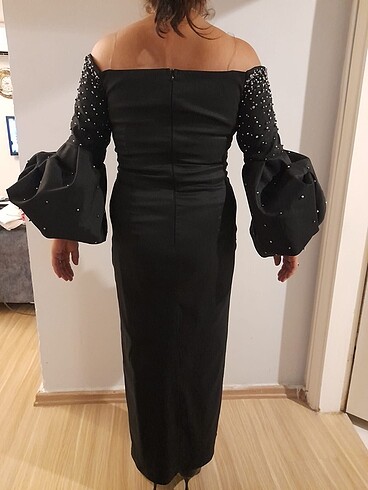 46 Beden siyah Renk Arya moda gece elbisesi