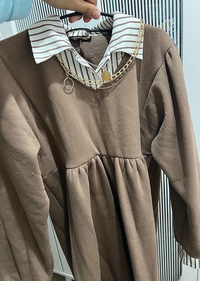 Kolye gömlek detaylı elbise - Görsel 2