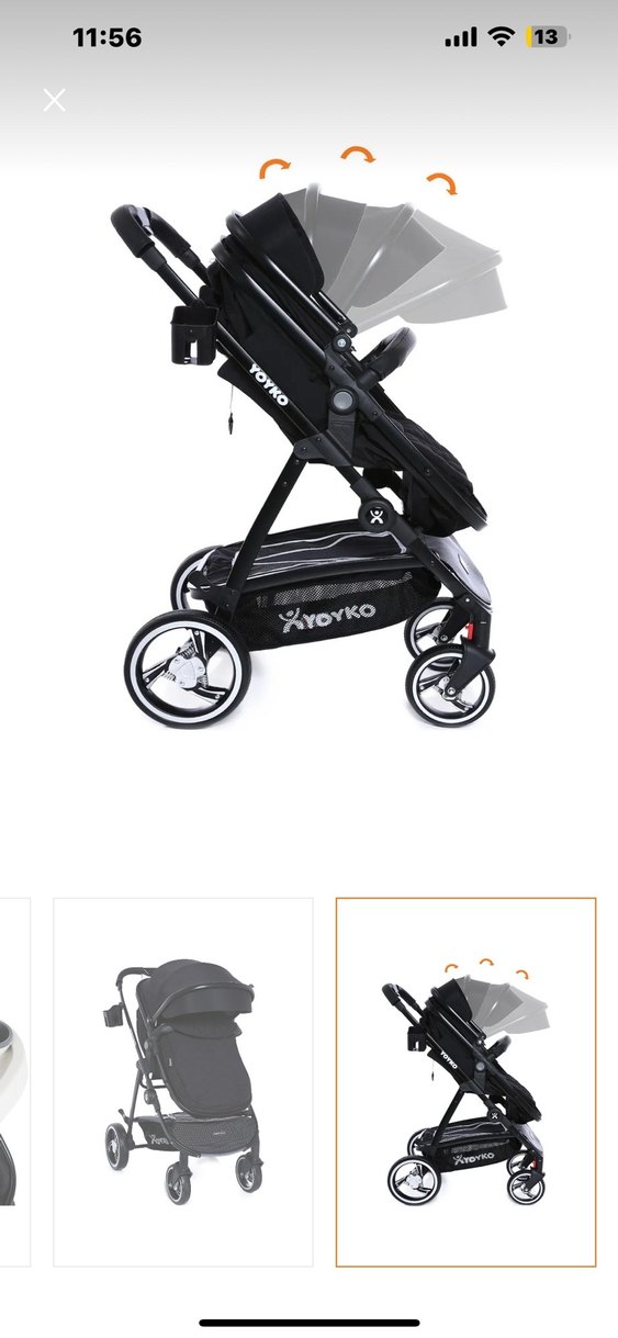 Yoyko City 3'ü 1 Arada Siyah Bebek Arabası - Görsel 2