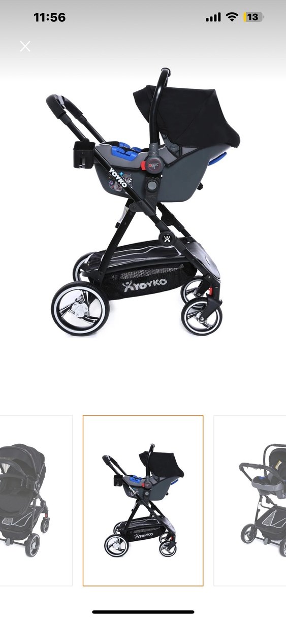 Yoyko City 3'ü 1 Arada Siyah Bebek Arabası - Görsel 5
