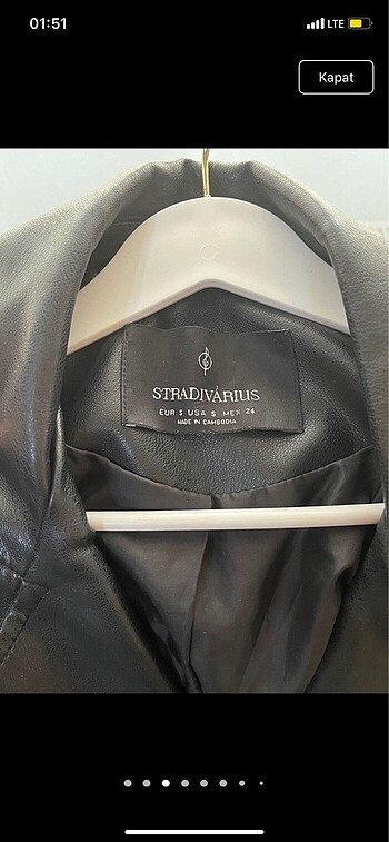 s Beden Stradivarius Uzun Deri Biker Ceket S