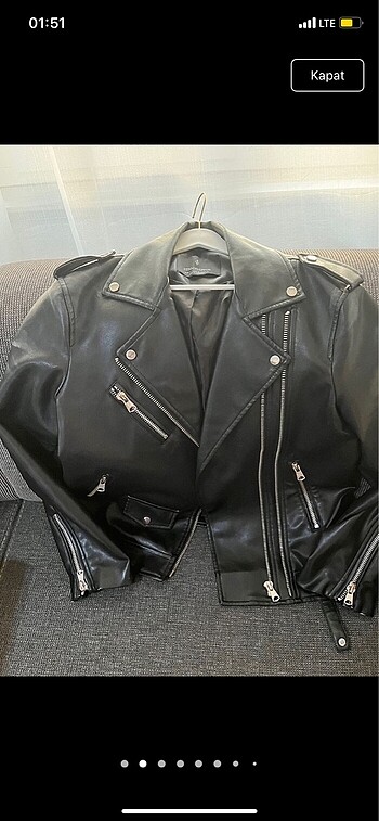 Stradivarius Stradivarius Uzun Deri Biker Ceket S