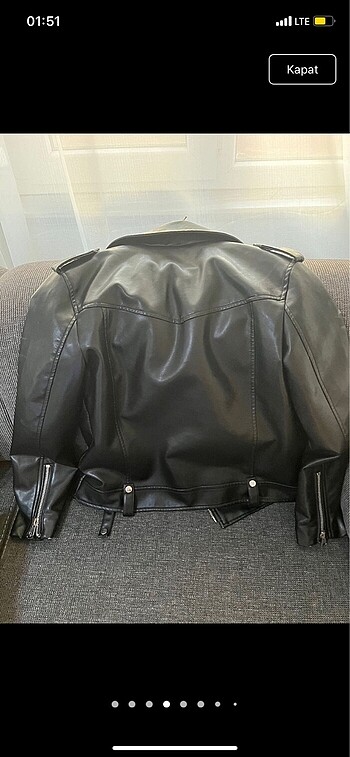 s Beden siyah Renk Stradivarius Uzun Deri Biker Ceket S