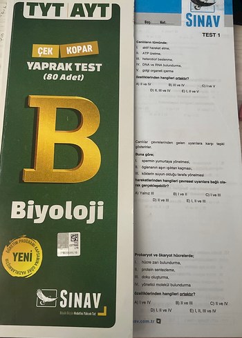 TYT AYT Biyoloji Yaprak Test (80 Adet)
