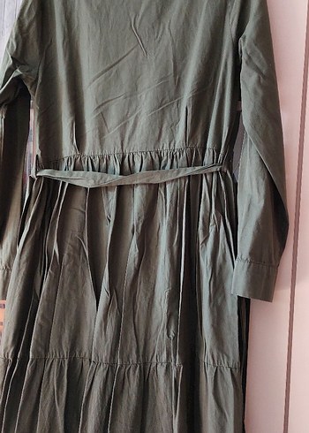 Uzun Kollu Keten Salaş Kadın Elbise - Görsel 2
