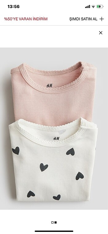H&M 2?li uzun kollu body (H&M marka, yeni ve etiketli) 18 -24 aylık