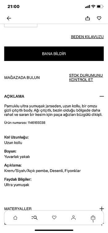 1 Yaş Beden H&M çıtçıtlı body 12-18 aylık (yeni ve etiketli)