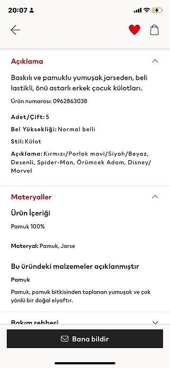 8 Yaş Beden H&M 5'li külot 8-10 yas #Spiderman