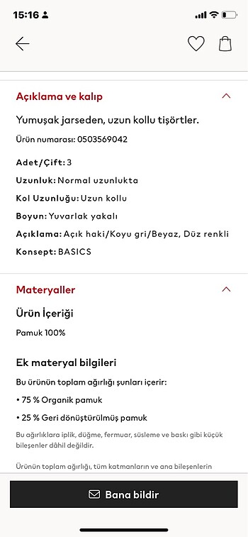 4 Yaş Beden çeşitli Renk 3'lü Uzun Kollu Tişört (H&M , yeni ve etiketli ürün)