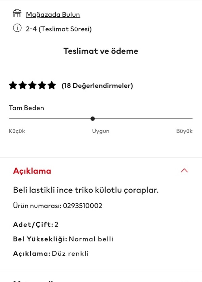 2'li Külotlu Çorap (10-12 yaş için, yeni, marka H&M) - Görsel 5