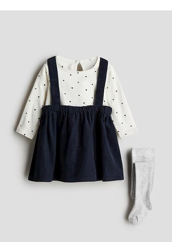 Kız Çocuk üst , etek ve Gri Külotlu Çorap (H&M, 3-4 yaş için)