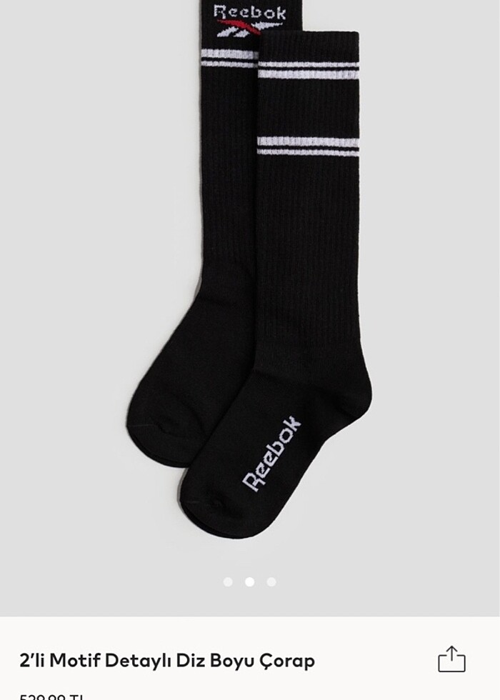 Diz Boyu Çorap(Reebok, 37-39 bedenler, yeni ve etiketli) - Görsel 2