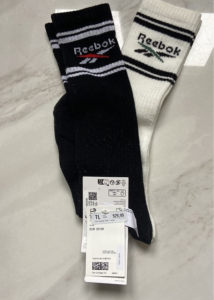 Diz Boyu Çorap(Reebok, 37-39 bedenler, yeni ve etiketli) - Görsel 4