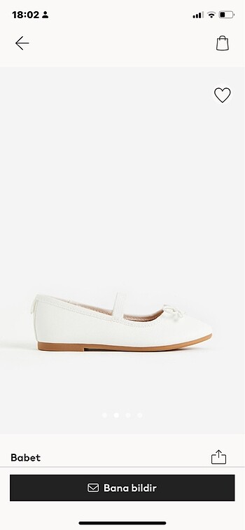 H&M Beyaz babet H&M marka (24 numara, yeni ve etiketli)