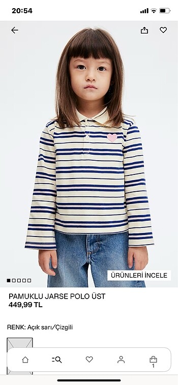 Pamuklu jarse polo üst (H&M yeni ve etiketli , 2-4 yaş için) .