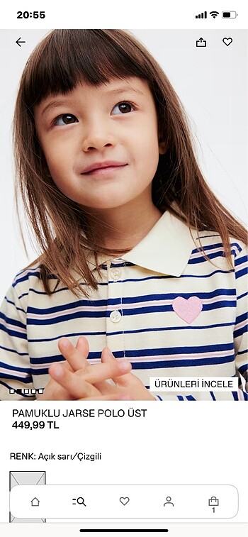 H&M Pamuklu jarse polo üst (H&M yeni ve etiketli , 2-4 yaş için) .