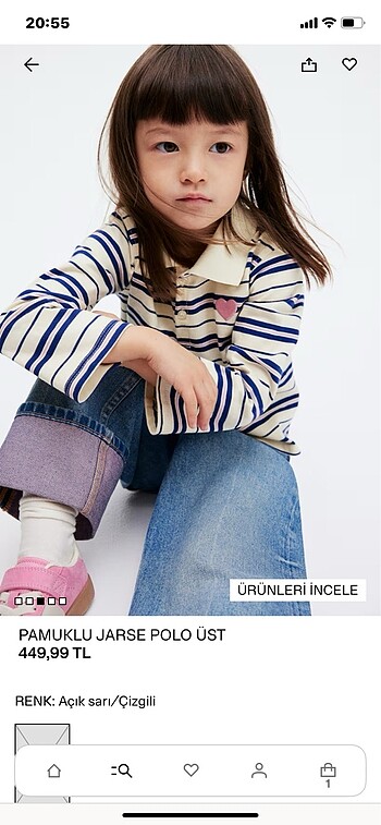 24-36 Ay Beden Pamuklu jarse polo üst (H&M yeni ve etiketli , 2-4 yaş için) .