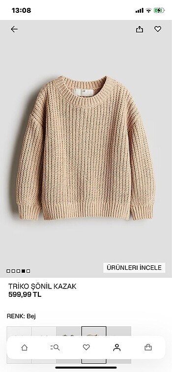 6 Yaş Beden Triko şönil kazak H&M (yeni ve etiketli , 6-8 yaş için)