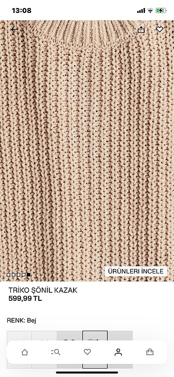 6 Yaş Beden ten rengi Renk Triko şönil kazak H&M (yeni ve etiketli , 6-8 yaş için)