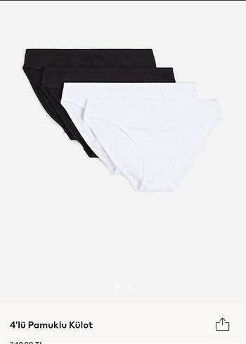4lü Pamuklu Külot (H&M , yeni ve etiketli , 12-14 yaş için) - Görsel 3