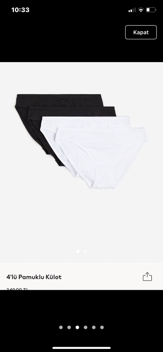 4lü Pamuklu Külot (H&M , yeni ve etiketli , 12-14 yaş için) - Görsel 3