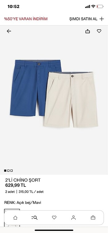 2?li chino şort 13-14 yaş için (H&M marka, yeni ve etiketli, 158